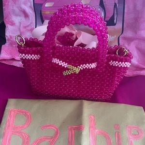 Handmade bag made of plastic beads. In one copy.